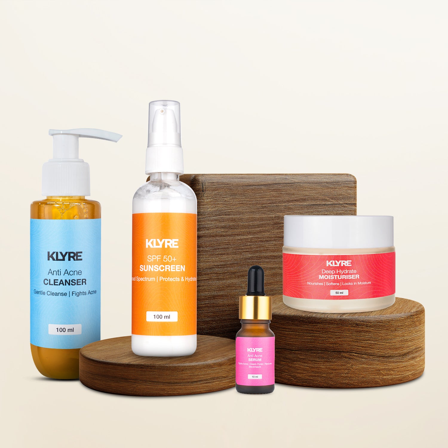 Klyre Anti Acne Care Kit – Cleanser, Serum, Moisturiser & Sunscreen for Clear Skin
