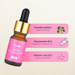 KLYRE anti-acne serum bottle with dropper on a beige background